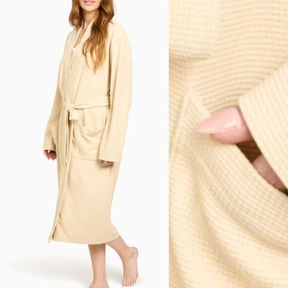 $78 NEW L XL LINE & DOT NEUTRAL LIGHTWEIGHT SUMMER WAFFLE KNIT ROBE NWT - Picture 1 of 3